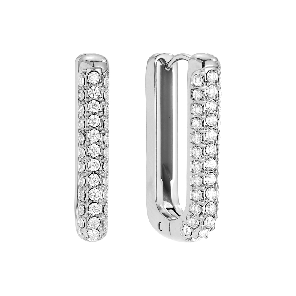 Edelstahl Ohrringe 13*24mm Diamond Oval Hoop