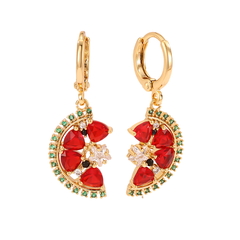 Vergoldete Ohrringe 22mm Zirkonia Wassermelone