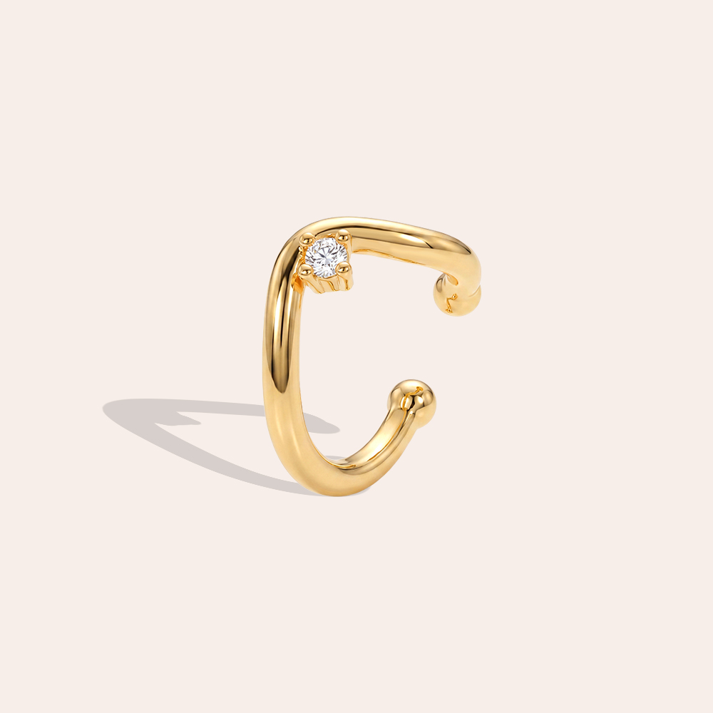 Vergoldete Ear-cuffs 15mm Kleine Tropfen Zirkonia