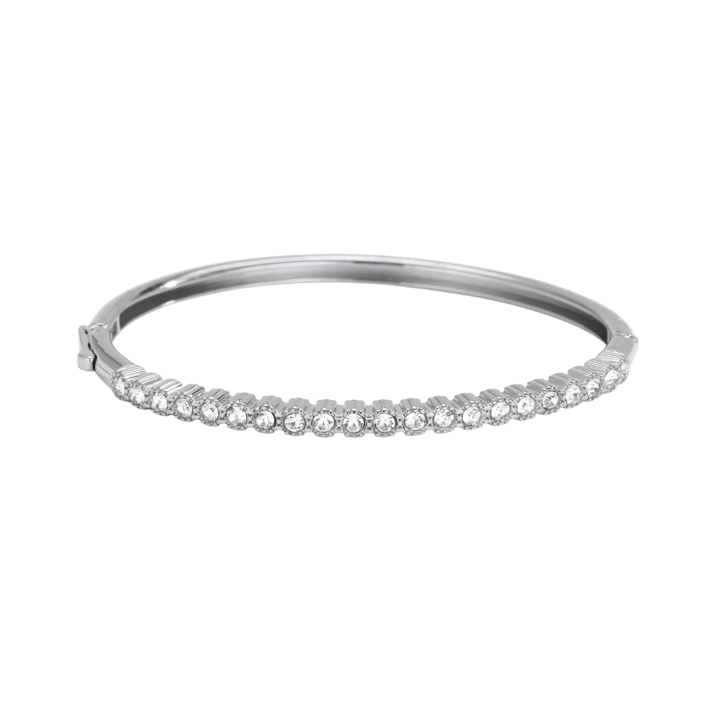 Edelstahl Armreif 6cm viele funkelnde Zirkonia