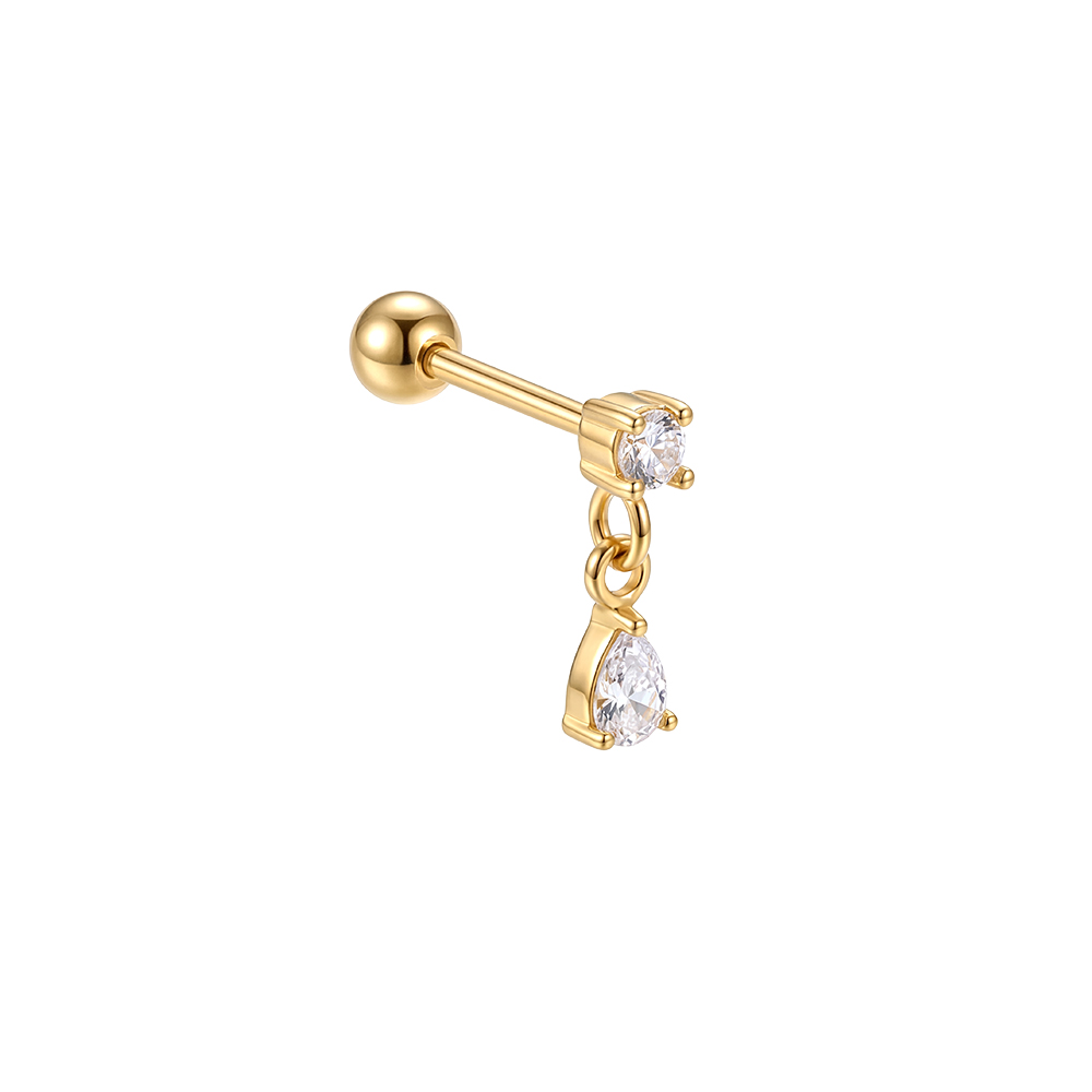 Edelstahl Piercing 9mm Mini Zirkonia Tropfen
