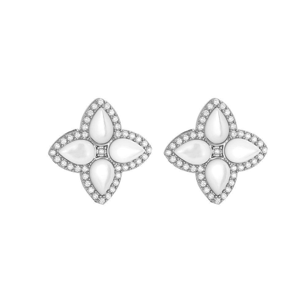 Edelstahl Ohrringe 15mm Nice Diamond Luckly Flower